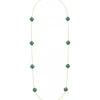 SAUTOIR OR JAUNE AGATE VERTE TREFLE