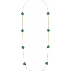 SAUTOIR OR JAUNE AGATE VERTE TREFLE