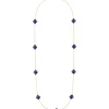 SAUTOIR OR JAUNE LAPIS LAZULI TREFLE