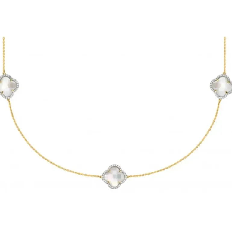 SAUTOIR VICTORIA DIAMANTS NACRE BLANCHE + DIAMANTS OR JAUNE